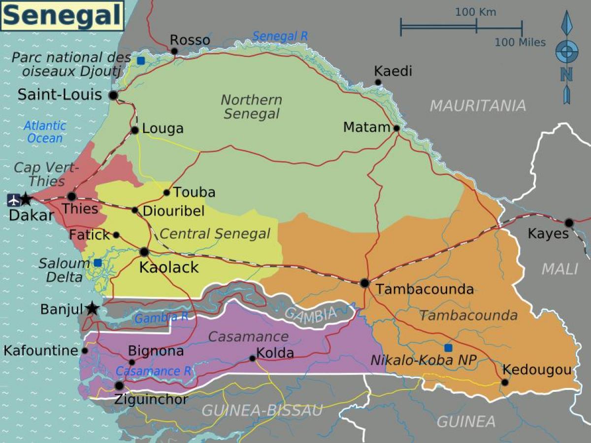 kort af Senegal pólitískum