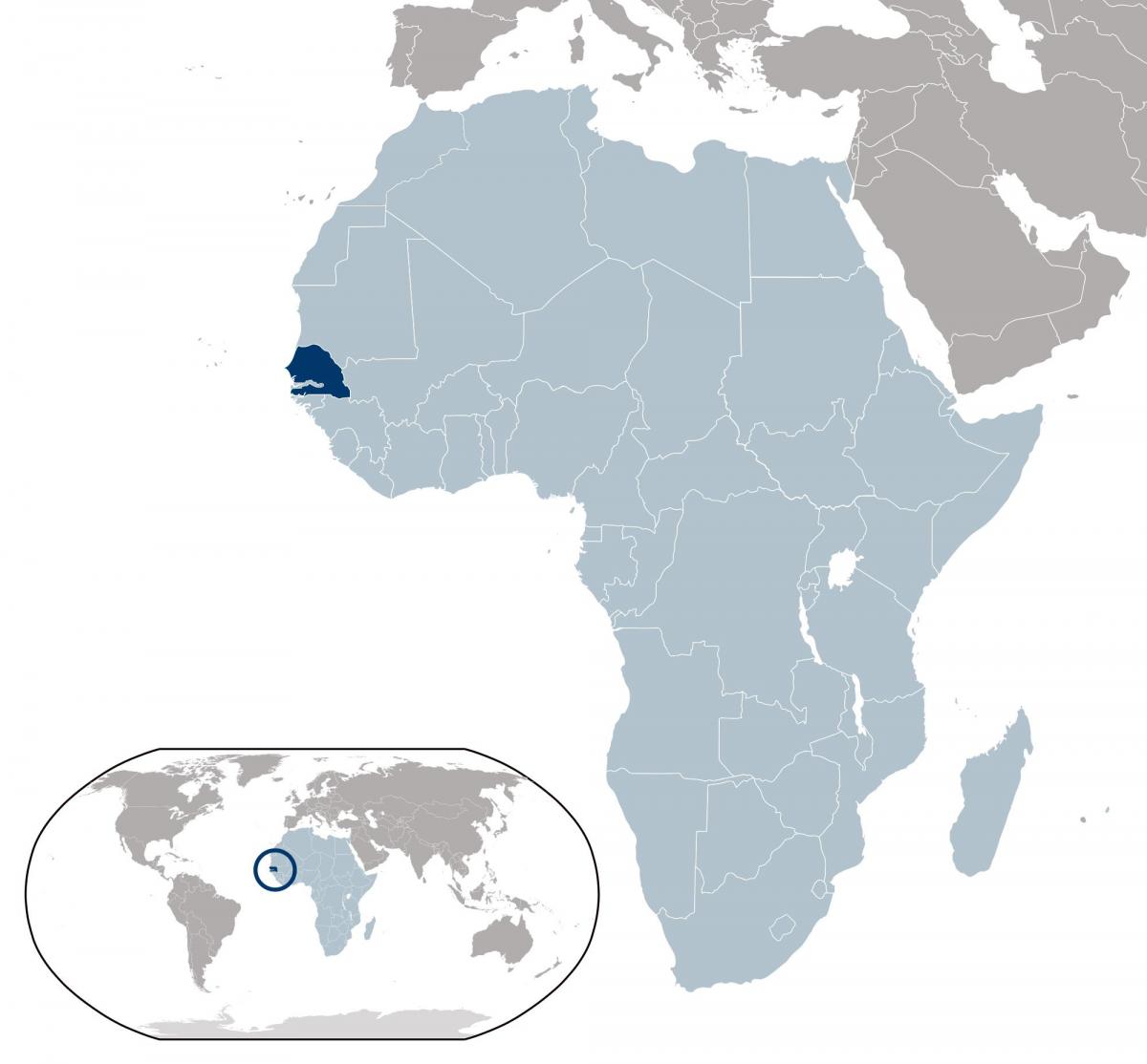 kort af Senegal staðsetningu á world