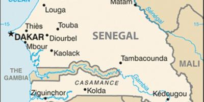 Kort af Senegal og nærliggjandi löndum