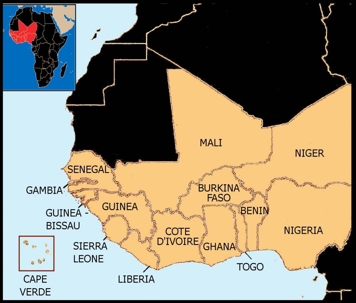 kort af Senegal kort vestur-afríku