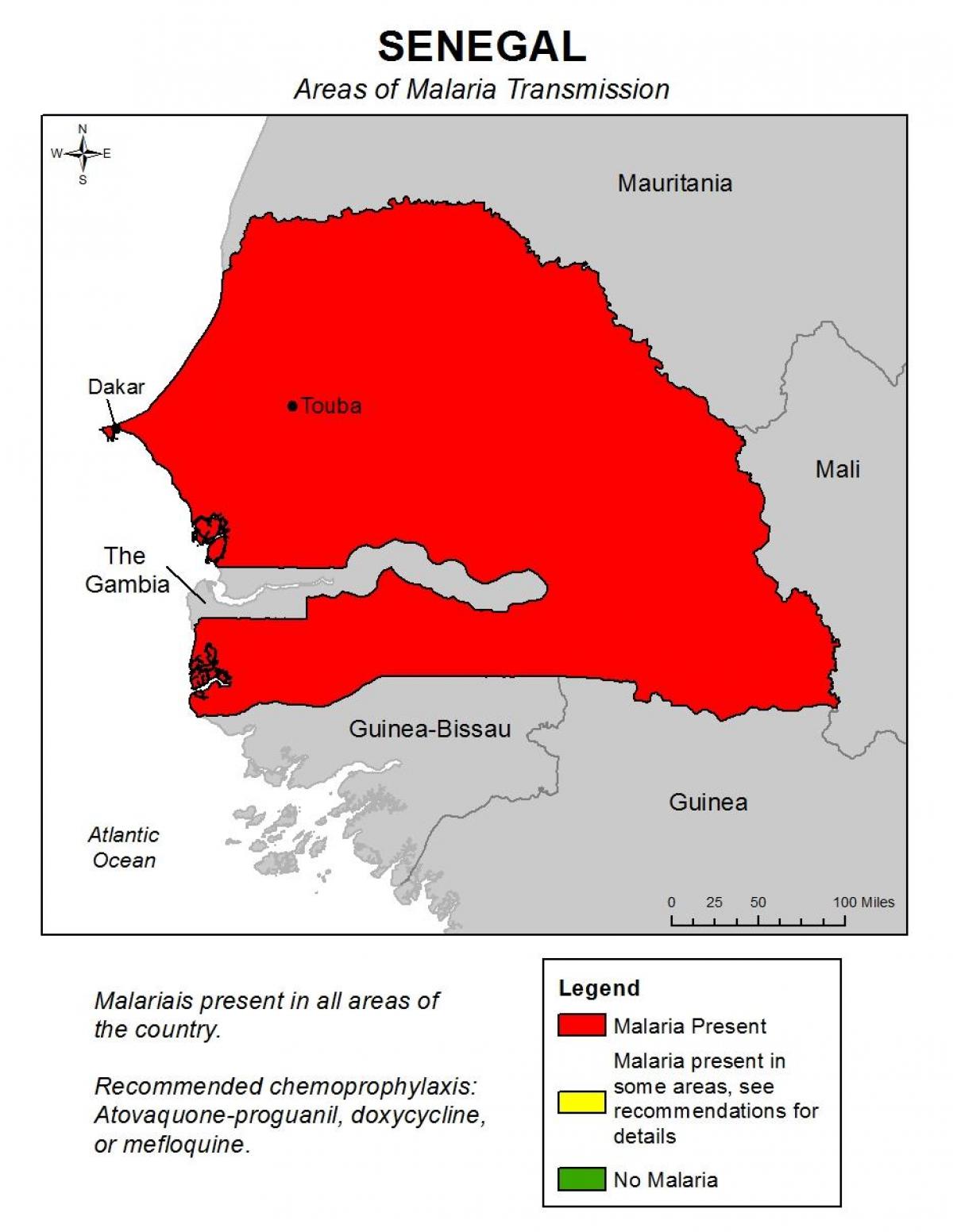 kort af Senegal malaríu